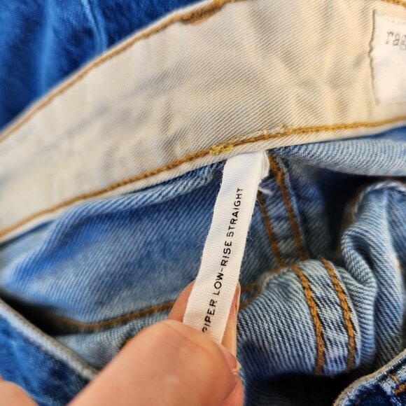 Rag & Bone Piper Low-Rise Straight Hermosa Slim Fit Mid Indigo Jean - Picture 9 of 9